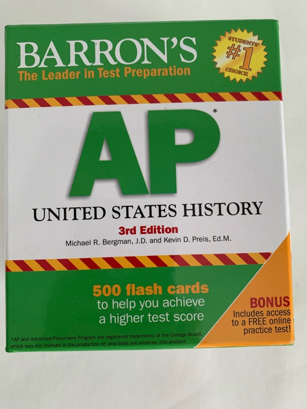 Barron’s Flash Cards AP United States History Test Prep 500 PCS 3rd Edition